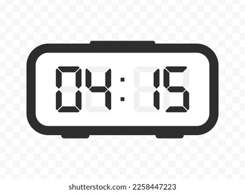 Vector illustration of quarter past four digital clock icon sign and symbol. colored icon for website design .Simple design on transparent background (PNG).