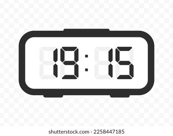 Vector illustration of quarter past nineteen digital clock icon sign and symbol. colored icon for website design .Simple design on transparent background (PNG).