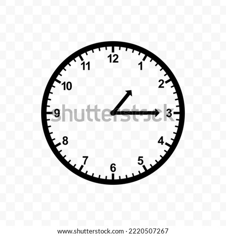 Vector illustration of  quarter past one icon sign and symbol. colored icons for website design .Simple design on transparent background (PNG).