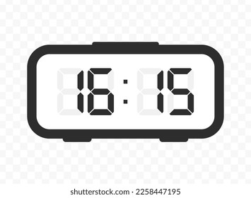 Vector illustration of quarter past sixteen digital clock icon sign and symbol. colored icon for website design .Simple design on transparent background (PNG).