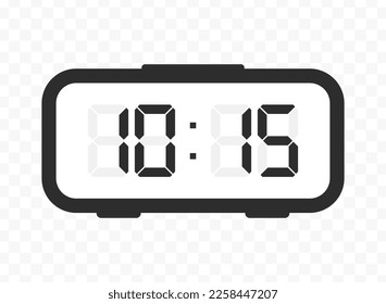 Vector illustration of quarter past ten digital clock icon sign and symbol. colored icon for website design .Simple design on transparent background (PNG).