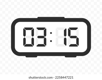 Vector illustration of quarter past three digital clock icon sign and symbol. colored icon for website design .Simple design on transparent background (PNG).