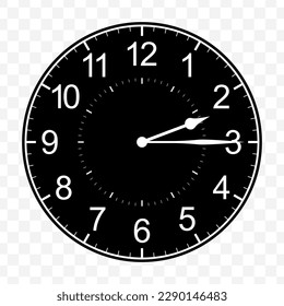 Vector illustration of quarter past two icon sign and symbol. Black icons on transparent background (PNG).