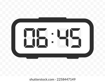 Vector illustration of quarter to seven digital clock icon sign and symbol. colored icon for website design .Simple design on transparent background (PNG).