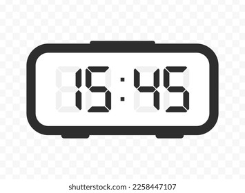 Vector illustration of quarter to sixteen digital clock icon sign and symbol. colored icon for website design .Simple design on transparent background (PNG).