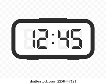 Vector illustration of quarter to thirteen digital clock icon sign and symbol. colored icon for website design .Simple design on transparent background (PNG).