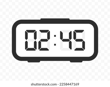 Vector illustration of quarter to three digital clock icon sign and symbol. colored icon for website design .Simple design on transparent background (PNG).