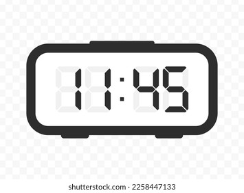 Vector illustration of quarter to twelve digital clock icon sign and symbol. colored icon for website design .Simple design on transparent background (PNG).
