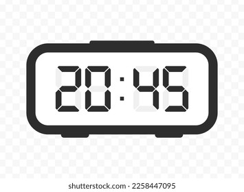 Vector illustration of quarter to twenty-one digital clock icon sign and symbol. colored icon for website design .Simple design on transparent background (PNG).