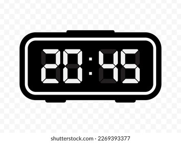 Vector illustration of quarter to twenty-one digital clock icon sign and symbol. Black icon for website design .Simple design on transparent background (PNG).