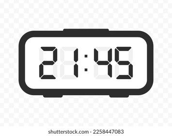 Vector illustration of quarter to twenty-two digital clock icon sign and symbol. colored icon for website design .Simple design on transparent background (PNG).
