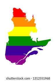 vector illustration of Quebec map with LGBT flag