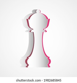 Vector illustration of queen chess pieces icon made from paper isolated on a white background