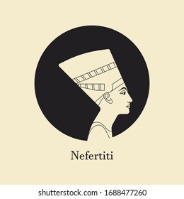 A vector illustration of the queen of Egypt Nefertiti profile isolated on a background. History of Ancient Egypt.