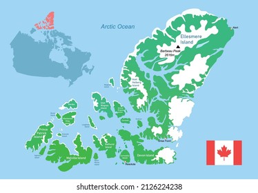 Vector Illustration Queen Elizabeth Islands Map