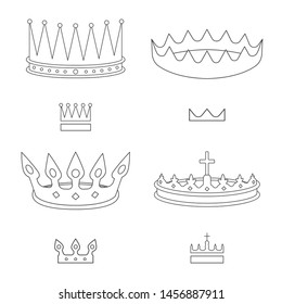 Vector illustration of queen and heraldic  crown symbols. Collection of queen and vip stock vector illustration.