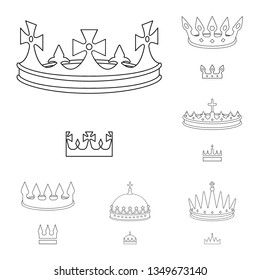 Vector illustration of queen and heraldic logo. Set of queen and vip stock vector illustration.