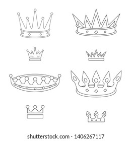 Vector illustration of queen and heraldic logo. Set of queen and vip stock vector illustration.