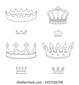 Vector illustration of queen and heraldic logo. Collection of queen and vip stock vector illustration.