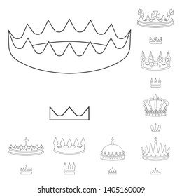 Vector illustration of queen and heraldic sign. Set of queen and vip vector icon for stock.