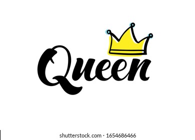 Vector illustration of "Queen" text for girls clothes, card, postcard, t-shirt design, banner. Lettering typography, poster.