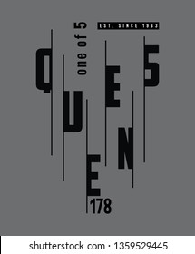 vector illustration of Queens, a New York theme for t shirt graphics