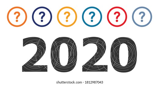 vector illustration of question mark and 2020 for year challenges and problems forecast 