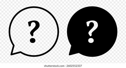 Vector illustration of question mark bubble icon set isolated on transparent background