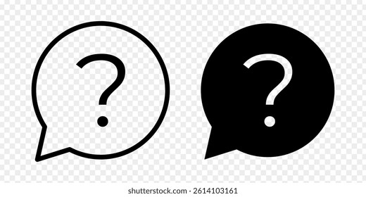 Vector illustration of Question Mark Bubble icon set isolated on transparent background