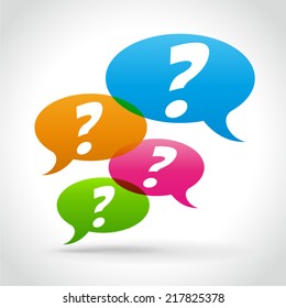 Vector illustration of question mark in colorful speech bubbles