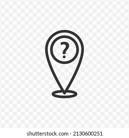 Vector illustration of question mark location icon in dark color and transparent background(png).