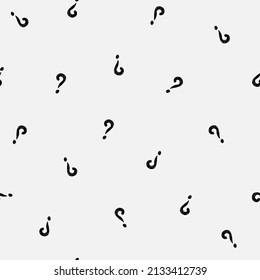Vector illustration. Question mark seamless pattern. Seamless vector pattern with hand-drawn question marks. Monochrome hipster background. Hand drawn black punctuation marks.
