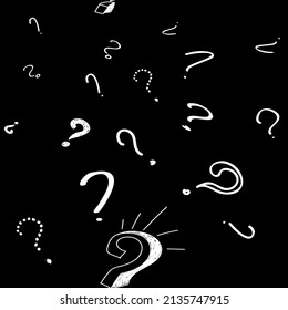 Vector illustration. Question mark seamless pattern. Seamless vector pattern with hand-drawn question marks. Monochrome hipster background. Hand drawn black punctuation marks.