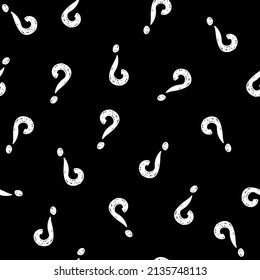 Vector illustration. Question mark seamless pattern. Seamless vector pattern with hand-drawn question marks. Monochrome hipster background. Hand drawn black punctuation marks.