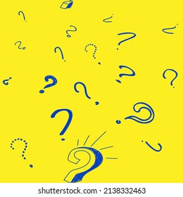 Ilustración vectorial. Marca de interrogación sin fisuras. Patrón vectorial impecable con signos de interrogación dibujados a mano. Grunge fondo hipster. Marcas de puntuación negras, dibujadas a mano.