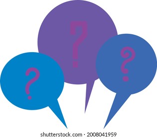 Vector illustration of a question mark in violet-pink colors. Signs in the cloud. 