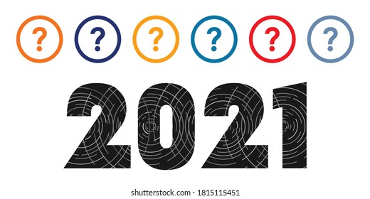 vector illustration of question marks and 2021for year challenges and problems forecast 