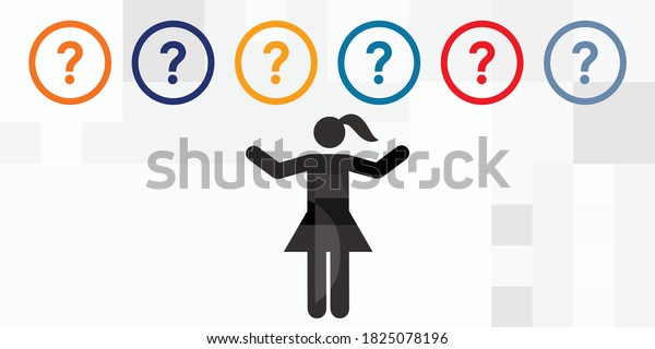 Vector Illustration Question Marks Woman Silhouette Stock Vector ...