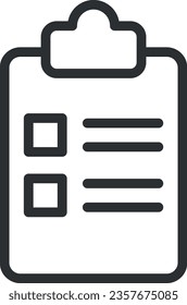 Vector illustration of questionnaire icon line. Plan on clipboard.