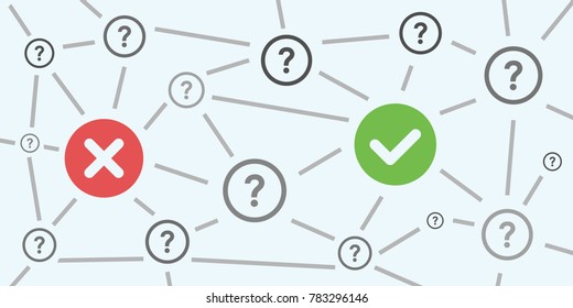 vector illustration of questions mark scheme with correct and wrong answer concept