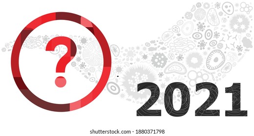 vector illustration of questions and predictions about virus in 2021
