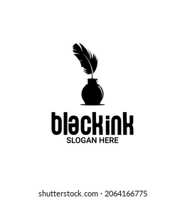 vector illustration of quill, ink and feather logo