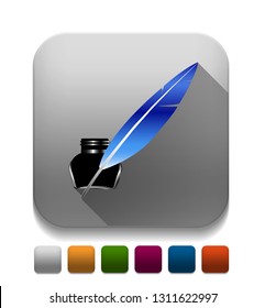 Vector illustration of Quill Pen - calligraphy sign "antique feather Pen" drawing icon