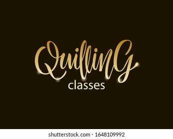 Vektorillustration-Illustration von Quilling-Kursen für Banner, Workshop oder Meisterklasse-Poster, Einladung, Webdesign oder Druck. Handgeschriebener Text für Kinder, Kunstschulen oder außerschulische Kurse