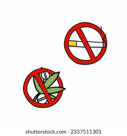 Vector illustration of quitting smoking and taking drugs