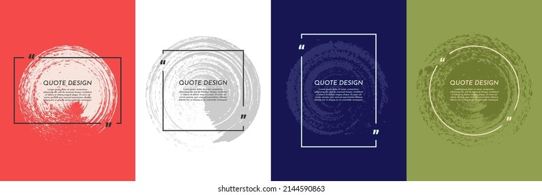 Vector illustration. Quote frames blank templates set. Text in brackets. Retro color. Dynamic frames background. Design elements for poster, book cover, magazine, brochure, banner, layout. Wall art