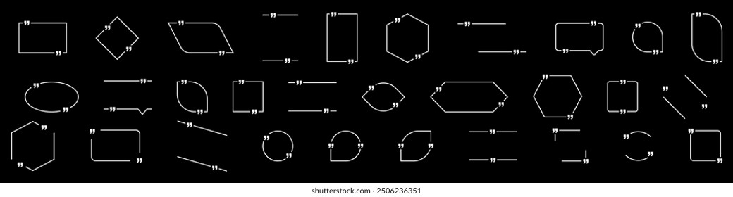 Vektorgrafik. Anführungszeichen, Rahmenvorlage. Frames für Angebote. Anführungszeichen, Vektorsymbole. Moderne Design-Sprachbox für Text