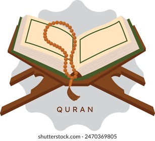 Vector illustration of the Quran, the holy book of Muslims