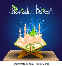 vector illustration of Quran on Eid Mubarak ( Blessing for Eid)