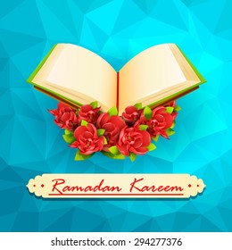 vector illustration of Quran on Ramadan Kareem (Happy Ramadan) background